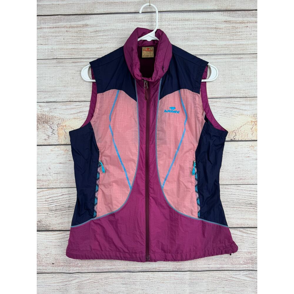 Vintage Autobahn Colorblock Full Zip Windbreaker Vest Womens‎ 100/M Pink Purple